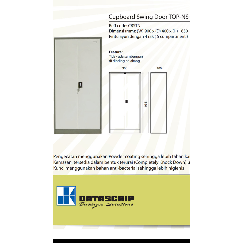 

LEMARI BESI ARSIP PINTU SWING TOP DATASCRIPT MURAH ANTI KARAT CUPBOARD