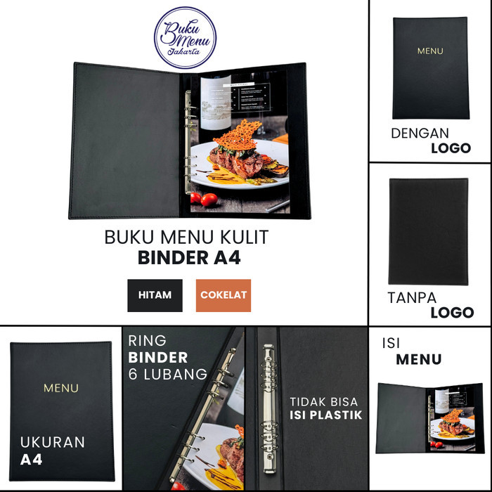 

BUKU MENU JAKARTA - BUKU MENU KULIT PREMIUM RING BINDER 6 LUBANG (TANPA PLASTIK) A4 COKLAT (POLOS