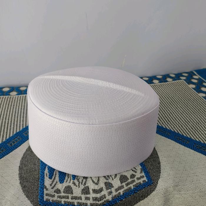 PECI PUTIH KOPYAH PUTIH HAJI KALBUT TINGGI 8CM SONGKOK PUTIH POLOS HAJI KOPIAH HAJI PUTIH HITAM PECI