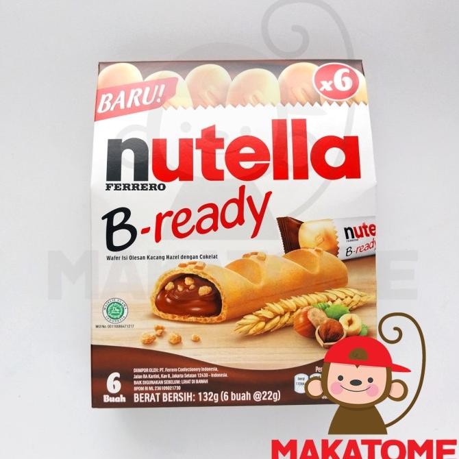 

Ready Nutella B-Ready Isi 6 Buah 132Gr Ferrero Nutela Bready B Ready Wafer Original