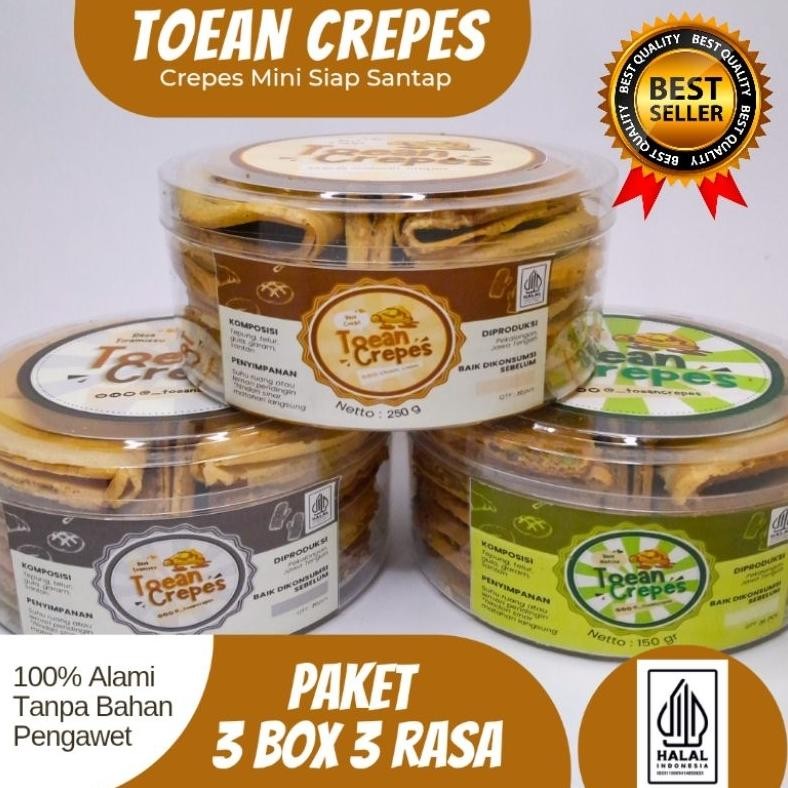 

lumineeroffc paket 3 box 3 rasa | aneka cemilan - makanan ringan - kue kering -crepes/semprong - varian rasa