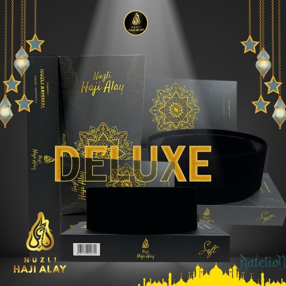 ad-3 Peci Songkok HAJI ALAY DELUXE AC, Non AC Tinggi 7 8 9 10 Cm Original Hitam Polos Pria Ukuran De