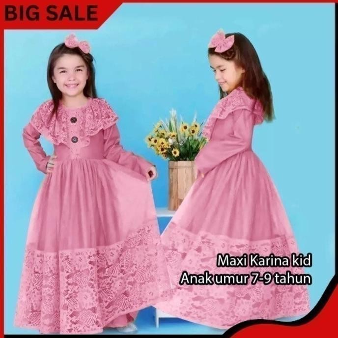 Best Seller Gamis Perempuan Usia 7 8 9 Tahun -Busana Muslim Brukat Baju Ngaji Anak Terbaik