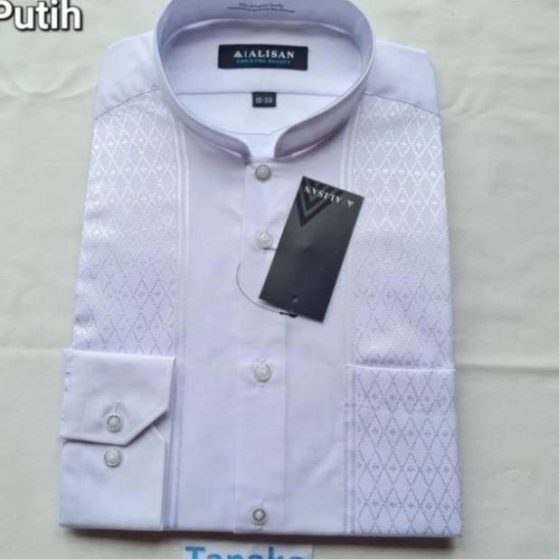 baju koko alisan kemeja pria lengan pendek reguler putih Terlaris