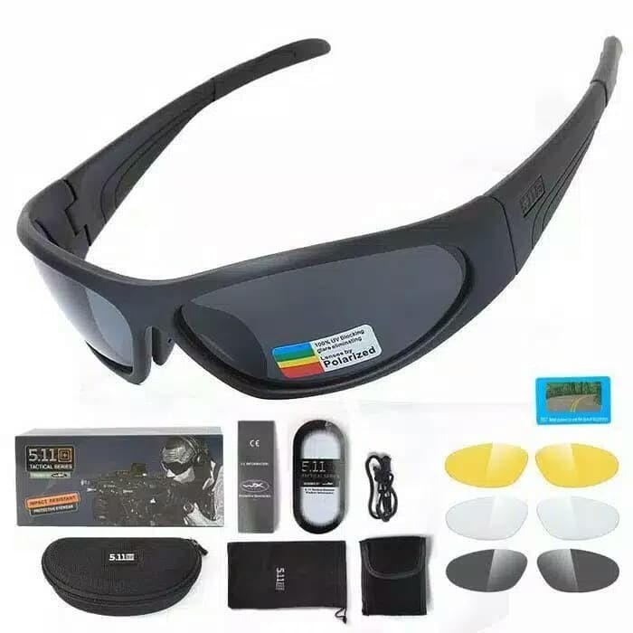 Kacamata 5.11 Tactical New Hitam Polarized 4 Lensa Asli Import