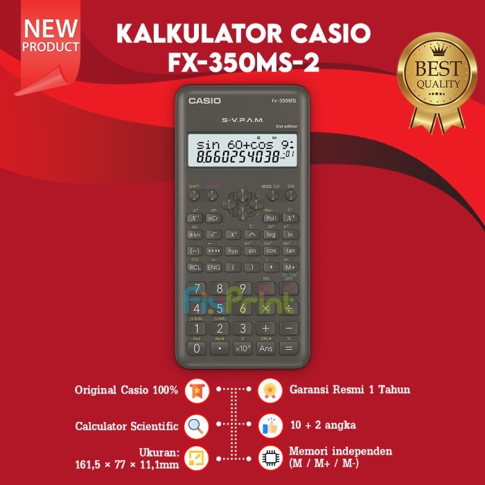 

Calculator Casio Fx-350Ms 2 Scientific Kalkulator Ilmiah New Original