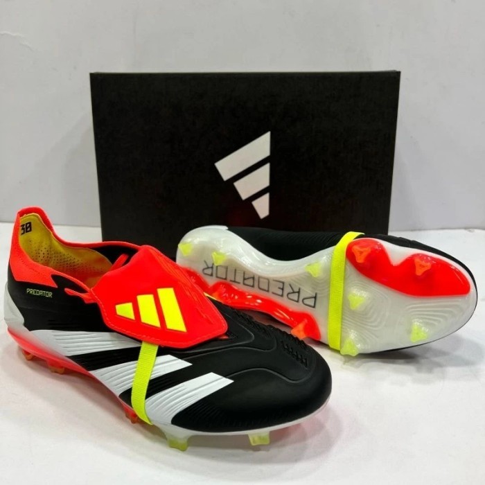 [Spesial Ramadhan Big Sale] Sepatu Bola Adidas Predator 30 Elite Tongue Black Solar Red Yellow Fg