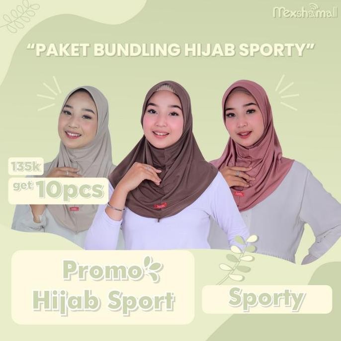 Terlaris Shamira Promo Bundling Hijab Bergo Sporty Kerudung Sport  Wanita Bahan Jersey Get 10 Pcs Ji