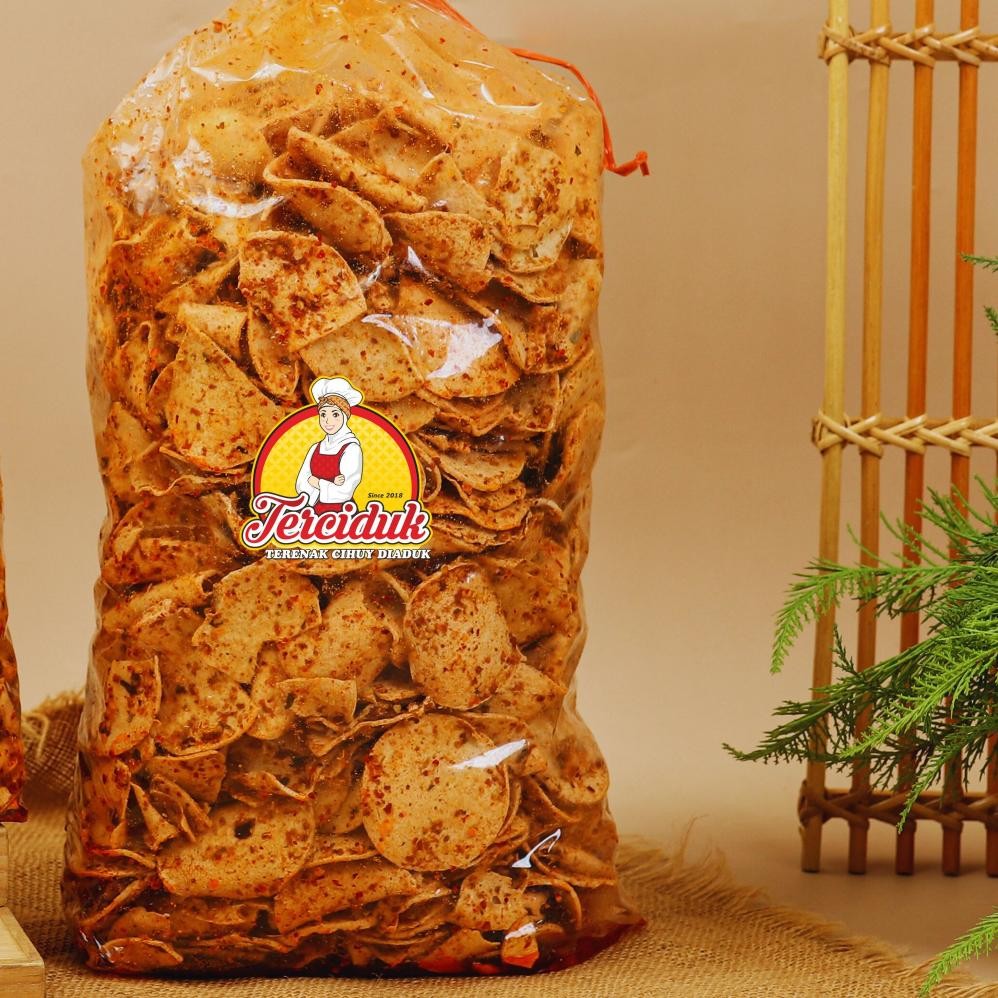 

tg-342 TERCIDUK - KERIPIK BASRENG BULAT BUMBU PEDAS DAUN JERUK 500G Murah