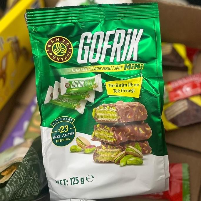

Terlaris (Freegift) Gofrik Pistachio Wafer Import Turkey 125Gr Original