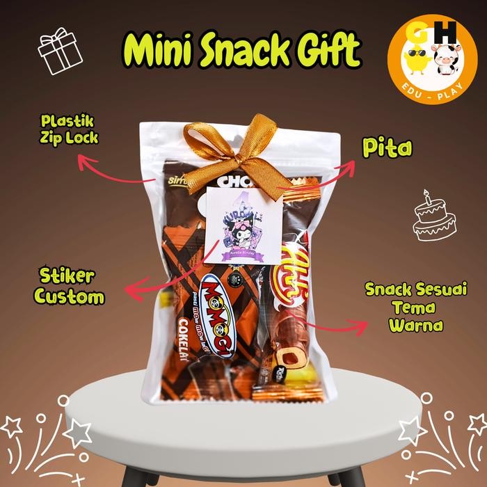 

GHEduplay Hampers Snack Mini Tema Warna Cokelat & Orange Ulang Tahun Hadiah Ziplock Free Custom