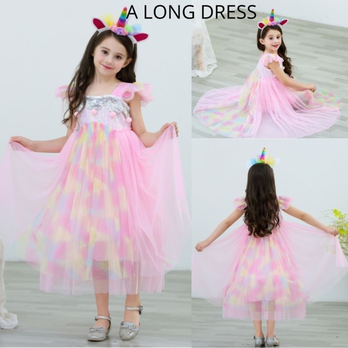 Dress pesta unicorn anak 3 -10 tahun gaun pesta unicorn anak