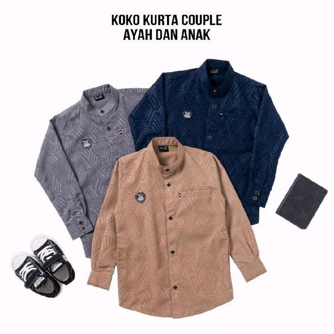 Trend Koko Kurta Couple Ayah Dan Anak Shuhada Abu I Kemeja Koko Anak 3-12 Tahun Lengan Panjang | Baj