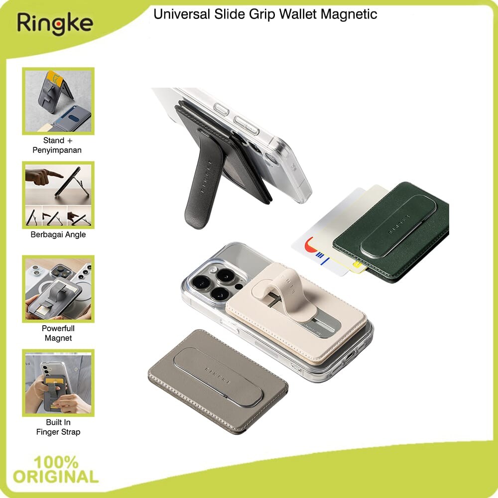 Magsafe Ringke Universal Slide Grip Wallet Magnetic Aksesoris Magsafe Magnet All in One / Grip Anti 
