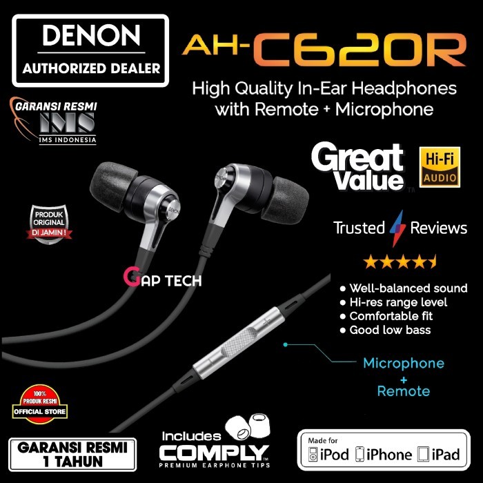 denon ah c620r / ah c620 r / ahc620r / c 620 r hi-res in-ear headphone