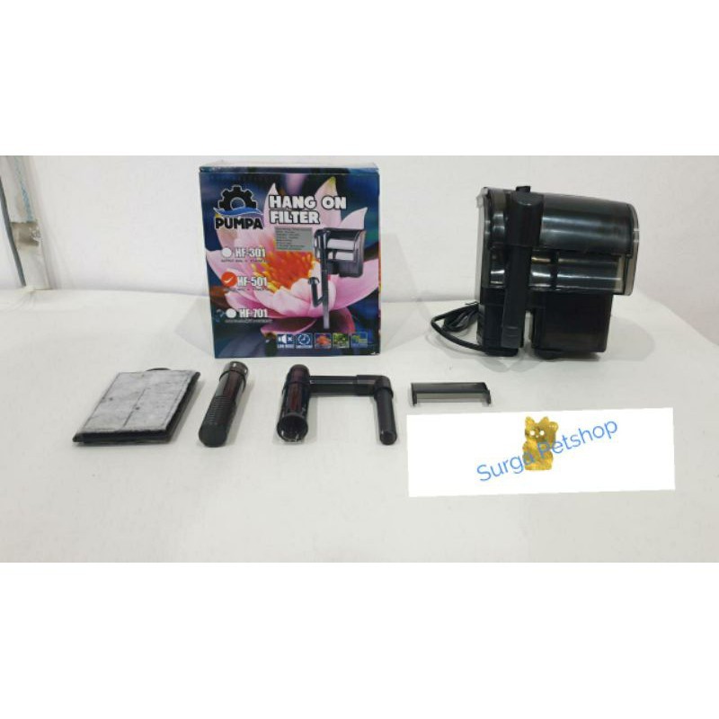 Filter Gantung Aquarium Sunsun Pumpa HF 501 HF501 hang on filter akuarium kolam air ikan murah impor