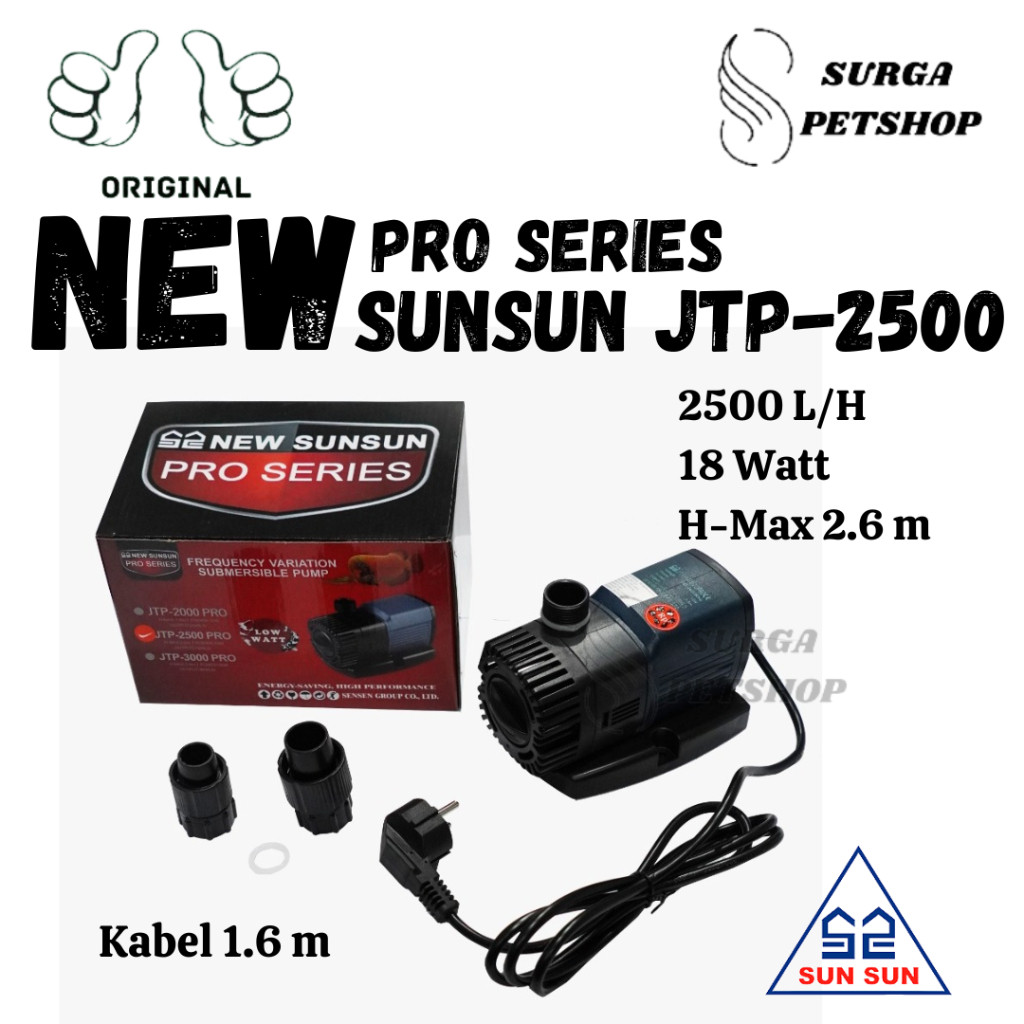 NEW SUNSUN JTP 2500 PRO SERIES  POMPA AIR CELUP AKUARUM KOLAM IKAN JTP2500PRO WATER SUBMERSIBLE PUMP