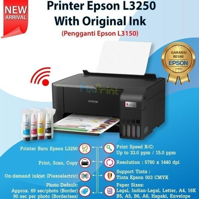 Printer Epson L3250 L 3250 Wifi Print Scan Copy Pengganti Epson L3150 New
