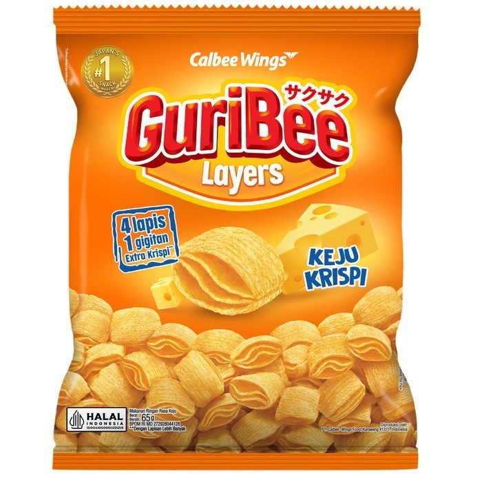 

BARANG TERLARIS Keripik GuriBee Layers Snacks Rasa Keju Krispi - 65 gr (Harga 12 Pcs)