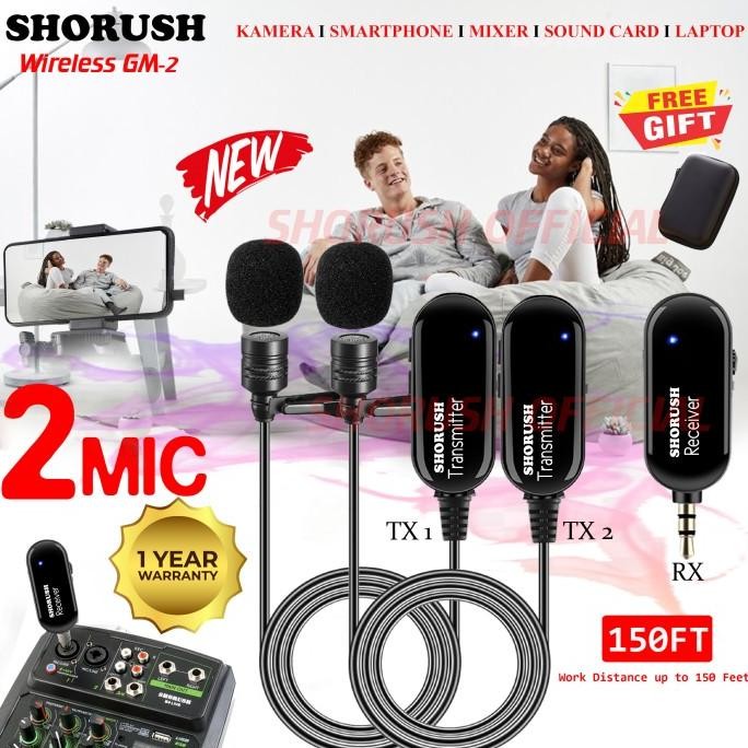 Shorush Gm 2 Microphone Mic Clip On Wireless Dual 2 Orang Camera Hp New Stok