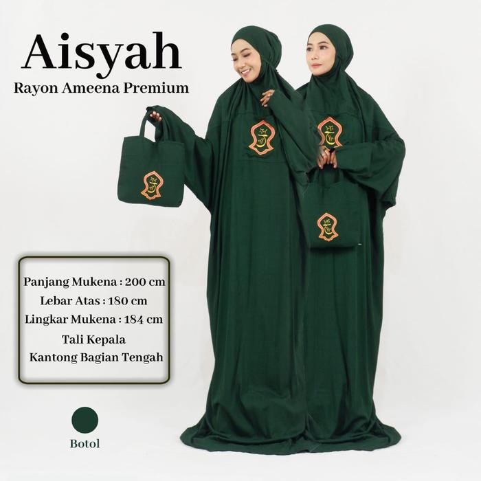 Mukena Terusan Terompah Aisyah Dewasa Panjang Rayon Muken Abordir Mukena Putih Mukena Hadramaut