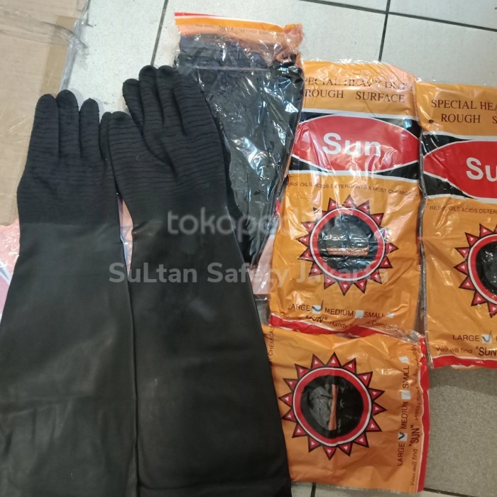 TERBARU Sarung tangan karet SUN warna hitam 21"