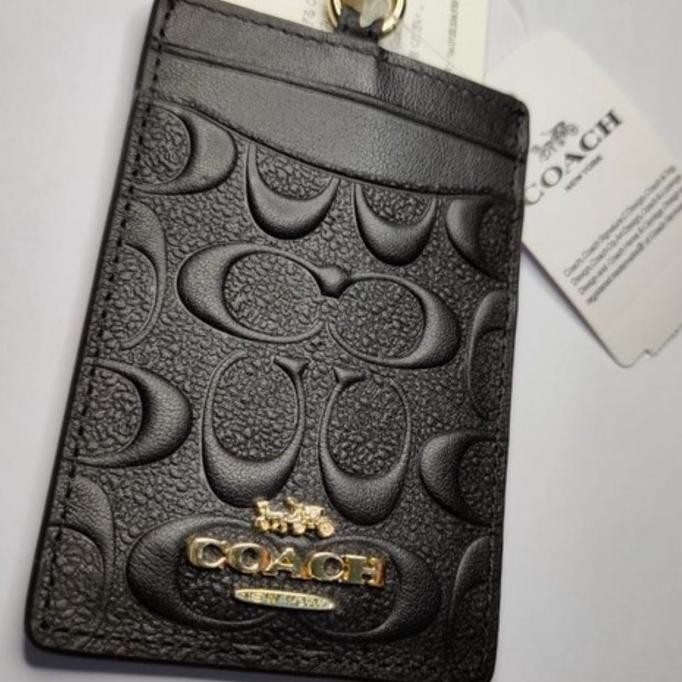 

ID LANYARD IN SIGNATURE LEATHER DEBOSSED BLACK GOLD