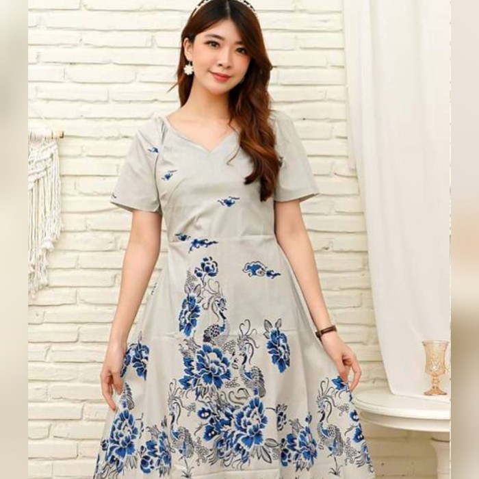 Dress Batik Wanita - Midi Dress Batik Wanita Neesha