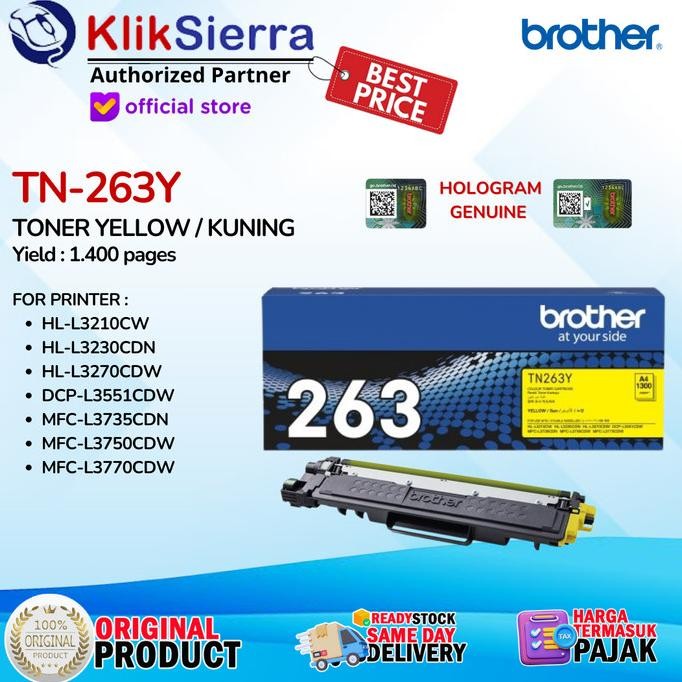 Brother Toner Tn-263Y | Tn263Y | Tn263 Y Yellow Original Premium