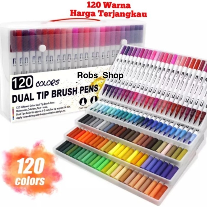 

120 WARNA SPIDOL BRUSH DAN PEN DUAL TIP MARKER PEN MAGICFLY BRUSH PEN