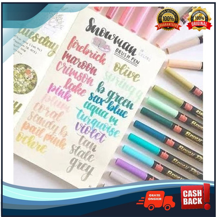 

BRUSHPEN PULPEN KUAS SNOWMAN SET 36 WARNA SPIDOL KUAS BULU JAKARTA