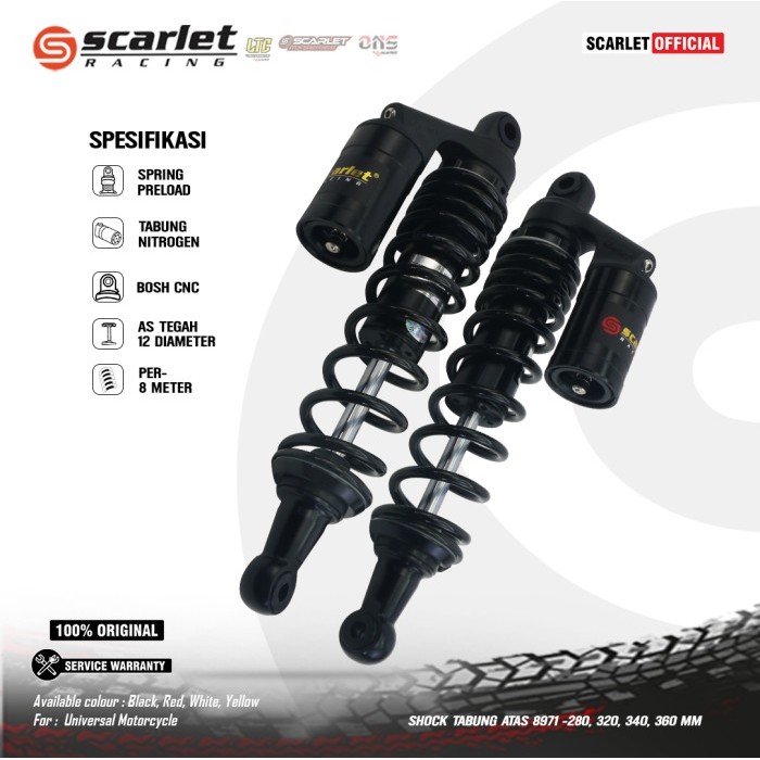 SCARLET RACING Shock Skok Tabung Atas 8971 UK 280 320 340 360 MM
