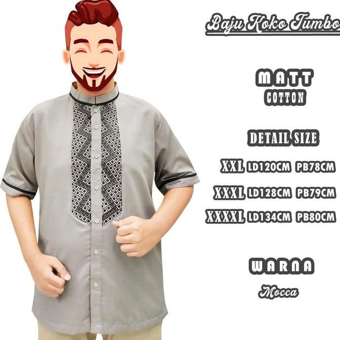 Baju Koko Jumbo Dewasa Lengan Pendek Original