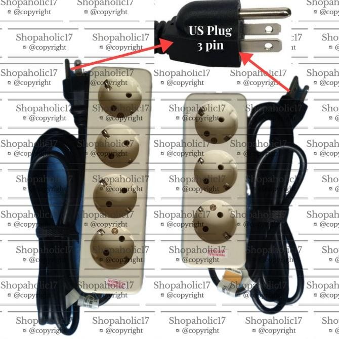 Stop Kontak US Plug male to EU Female 3 pins with Grounding/Arde