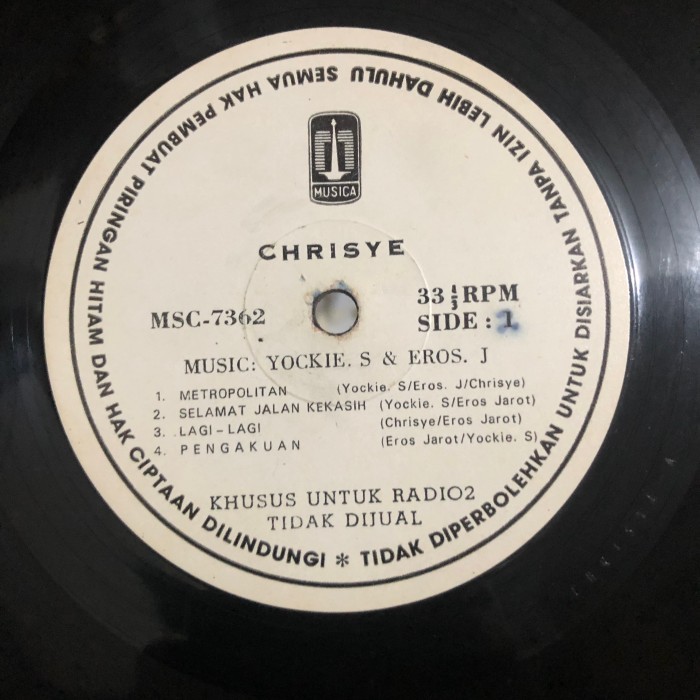 Vinyl Piringan Hitam Chrisye Metropolitan Eros Djarot