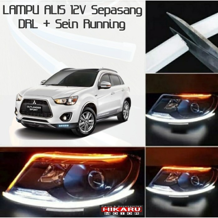 Lampu Alis Mobil Led Drl Sen Running Outlander Sport Sepasang Headlamp