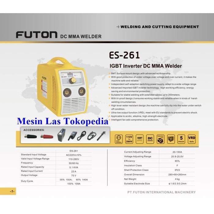 Mesin Las Futon Wateroff ES-261 - Mesin Las Listrik 120A Futon BT