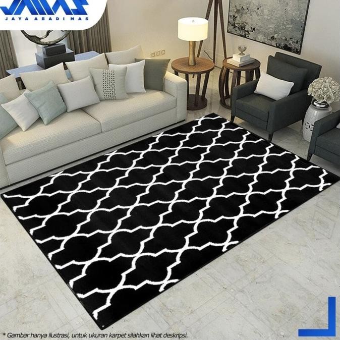 Murah Karpet Pp Rugs Monokrom Hitam Putih 160X210Cm