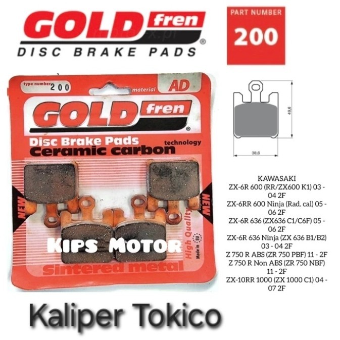 Kampas rem brake pad kawasaki zxr zx6 zxr zx 10 zxt 14 merk gold fren