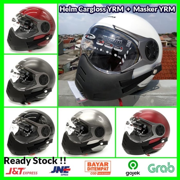 Paket Helm Cargloss YRM Ghotic + Masker PU YRM ( Mask / Bogo / Retro )