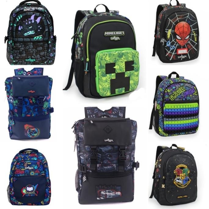 TERMURAH - Tas Smiggle Anak SD Ransel Sekolah Cat Unicorn Minecraft Ball Marvel