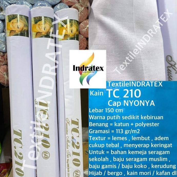 TERMURAH - Kain bahan baju seragam kerudung spanduk katun TC 210 CAP NYONYA LB150