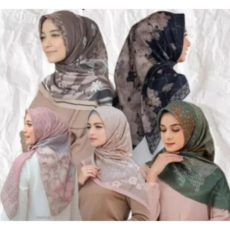 Eh76 Hijab Segi Empat Motip  Latefa Jilbab Voal Premium Murah