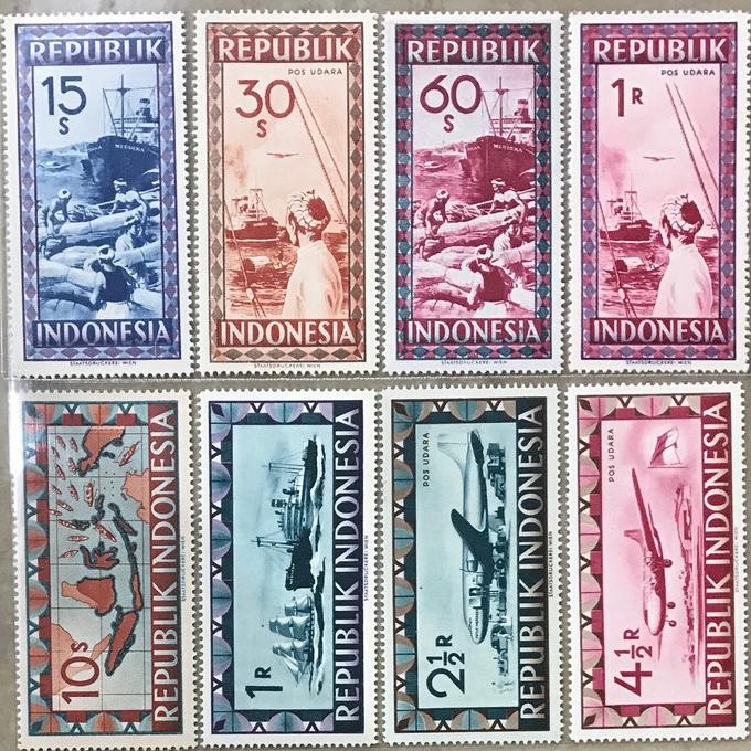 

Perangko Indonesia Jaman Revolusi 1948-1949, 8 Prangko Berbeda . Mint.
