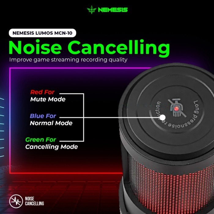 terbaru  nyk nemesis lumos mcn-10 microphone condenser audio monitoring noise cancelling rgb