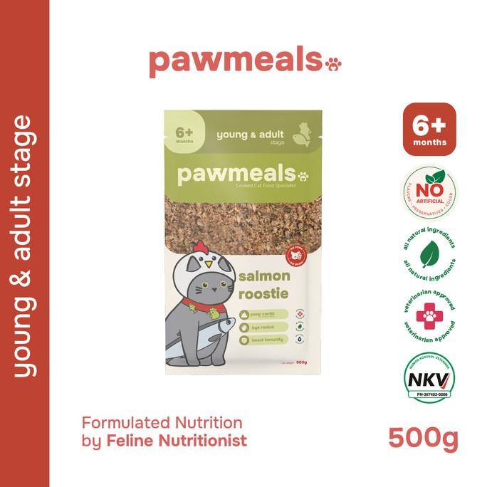 

READY PAWMEALS CAT SALMON ROOSTIE MAKANAN KUCING MENU SALMON AYAM 500 GR | CAT FOOD | MAKANAN KUCING