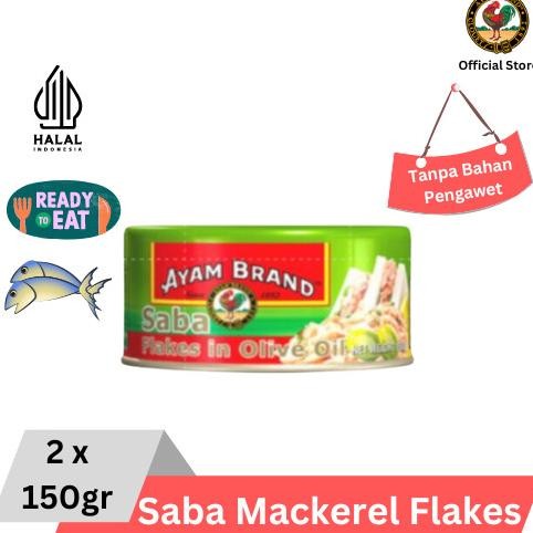 

READY IKAN SABA MACKEREL KALENG FLAKES IN OLIVE OIL 2 PCS AYAM BRAND 160GR