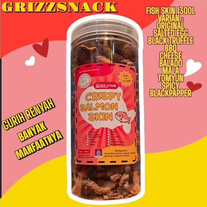 

STOK TERBATAS Kerupuk Kulit Ikan Salmon 1300ml Premium Gurih Poll - Grizz Snack Crispy Salmon Skin -