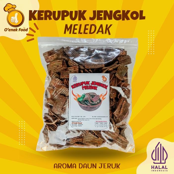 

EKSLUSIF 500 Gram Snack Pedas Kerupuk Jengkol Meledak O'enak Food Daun Jeruk Keripik Kering Kering