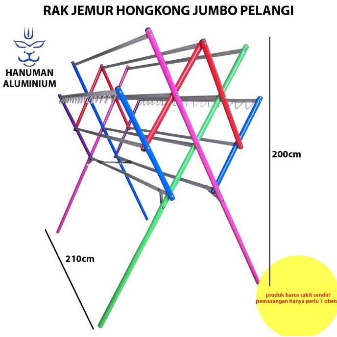TERMURAH - Jemuran Baju Lipat Jumbo Pelangi 12 Jalur